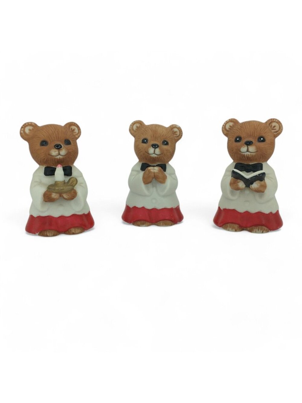 Vintage HOMCO #5100 Teddy Bear Choir Figurines Set of 3 Christmas Carolers